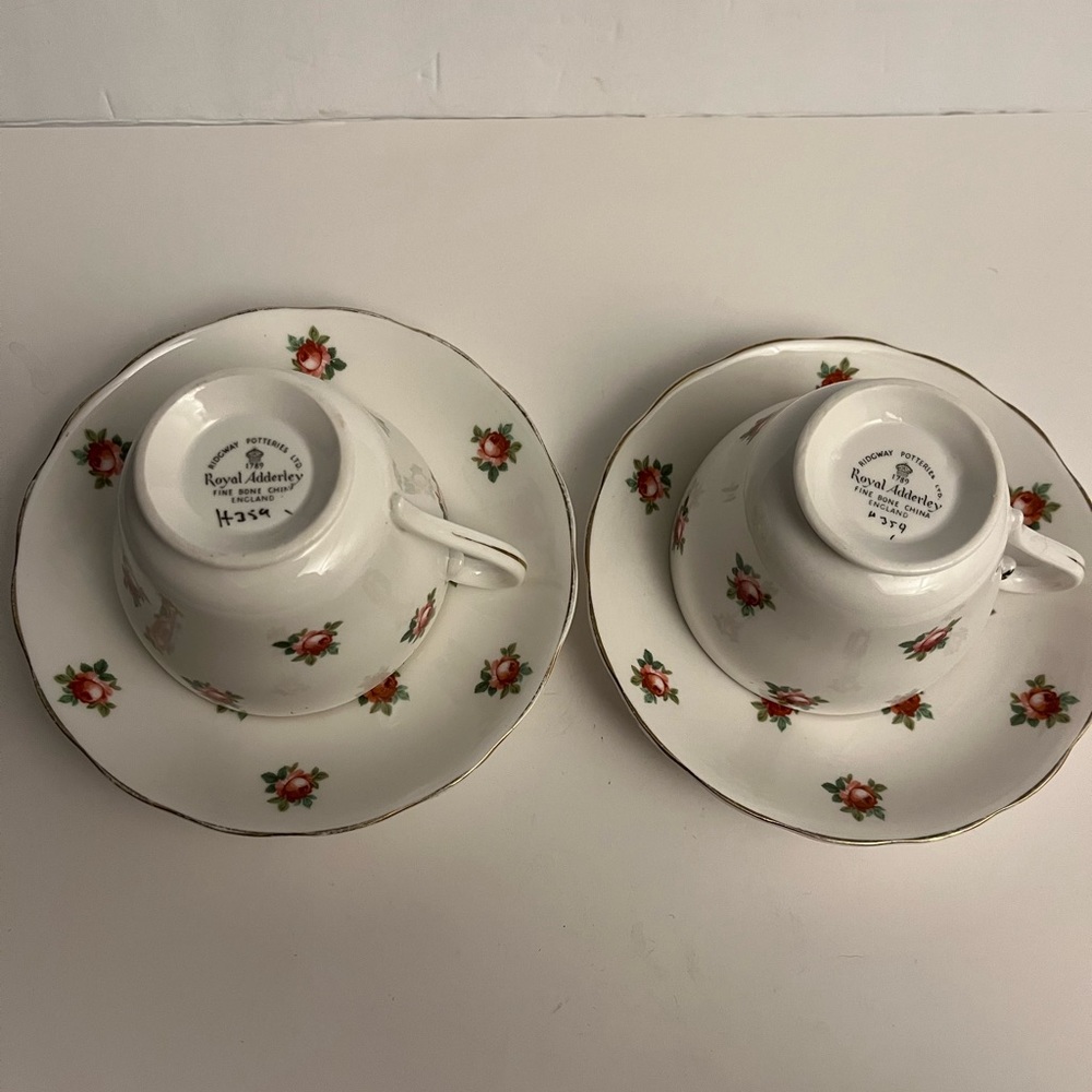 Royal Adderley England Floral Bone China Miniature. 2 Cup and Saucer - Picture 2 of 2